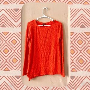 🔥 3/$30 anthropologie red asymmetrical mixed media patchwork long sleeve top